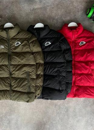 Трендовая премиум куртка зимняя в стиле найк nike качественная стильная с воротником в логотипе на спине до -10 брендовая8 фото
