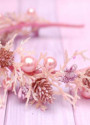 Стильний новорічний обруч ободок рожево-пудровий4 фото