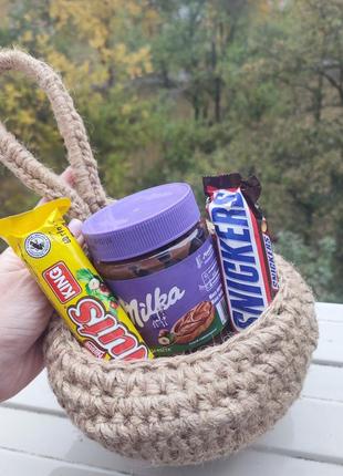 Корзина подвесная из джута