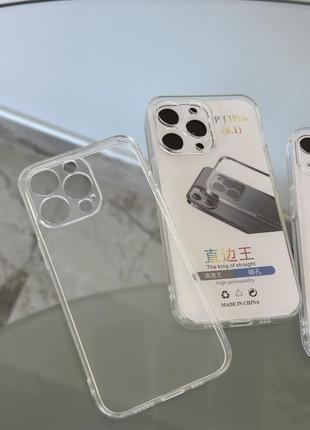 Прозрачный силиконовый чехол с закрытой камерой на iphone 13 pro