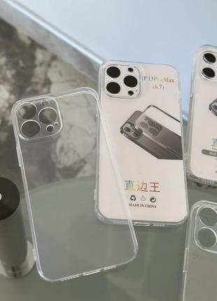 Прозорий силіконовий чохол з закритою камерою на iphone 13 pro max, 13 про макс