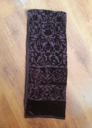 Шарфик пан велюр подтейнм на шелковой креповой основе, винтаж