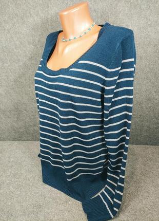 Жіночий пуловер джемпер светр у синьо-сіру смужку 50-52 розміру2 фото