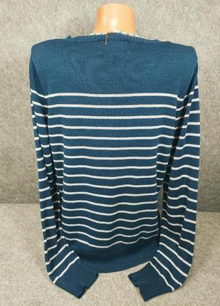 Жіночий пуловер джемпер светр у синьо-сіру смужку 50-52 розміру3 фото