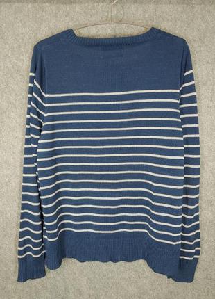 Жіночий пуловер джемпер светр у синьо-сіру смужку 50-52 розміру6 фото