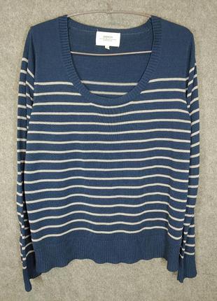 Жіночий пуловер джемпер светр у синьо-сіру смужку 50-52 розміру5 фото