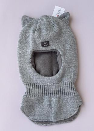 Сіра зимова шапка шолом з вушками котика для дітей 2-3 роки (ог 48-50)
