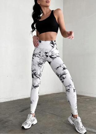 Мраморные спортивные лосины, леггинсы