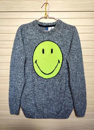 Свитер джемпер со смайлом от h&m divided smiley ☘️ размер s/40р