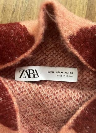 Бордовый розовый жаккардовый свитер zara6 фото