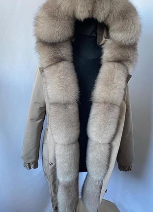 Женская парка куртка с натуральным мехом песца