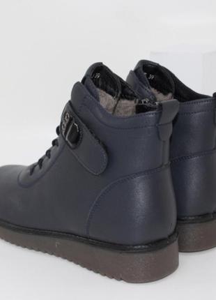Темно-сині зимові черевики для жінок2 фото