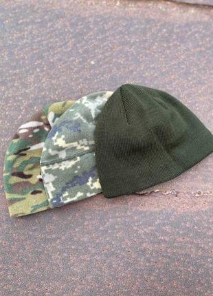 Комплект шапка бафф флисовая олива зсу теплая зимняя тактическая шапка + баф комплект олива военная шапка баф6 фото