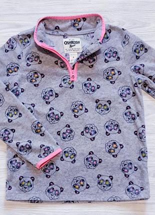 🐻теплая, пижамная, флисовая кофта oshkosh, девочке, фирменная, флиска, с принтом мишки, зимняя, демисезонная