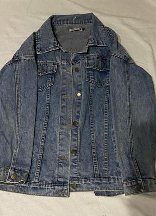 Джинсовая куртка джинсовка кардиган накидка кожанная рок панк гранж хелоу китти лолита большая оверсайз кофта7 фото