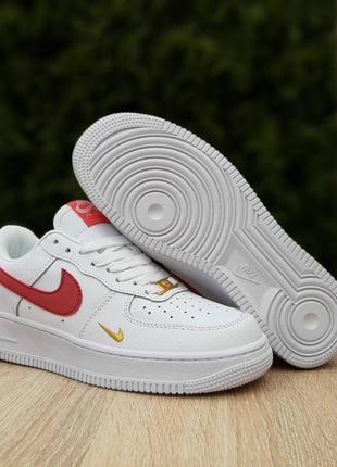 Женские кроссовки nike air force 1 low mini swoosh white red4 фото