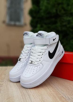 Женские кроссовки nike air force 1 high white black черного с белым цветами