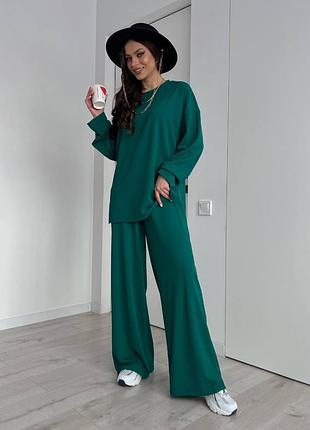 Женский брючный костюм прогулочный зеленый синий желтый лиловый9 фото