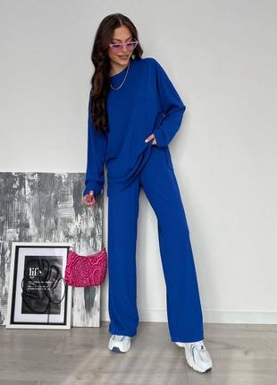 Женский брючный костюм прогулочный зеленый синий желтый лиловый8 фото