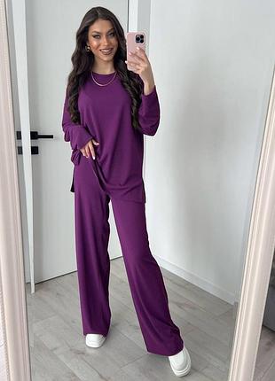 Женский брючный костюм прогулочный зеленый синий желтый лиловый3 фото