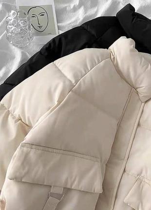 Куртка осень зима молочная на затяжках oversize3 фото