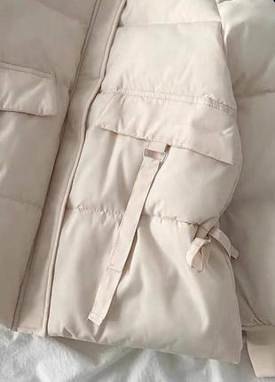 Куртка осень зима молочная на затяжках oversize2 фото