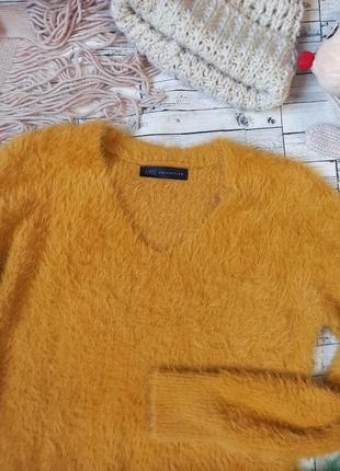 Пушистый теплый свитер горчица m&amp;s collection4 фото