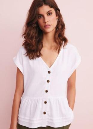 Белый топ блуза с v-образным вырезом next из смеси льна