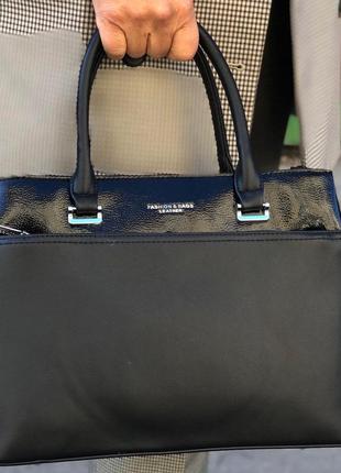 Стильная женская сумка черная fashion &amp; bags leather2 фото