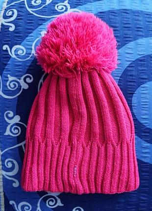 Шапка розовая детская, женская, универсальный размер, шапка теплая, осень-зима2 фото