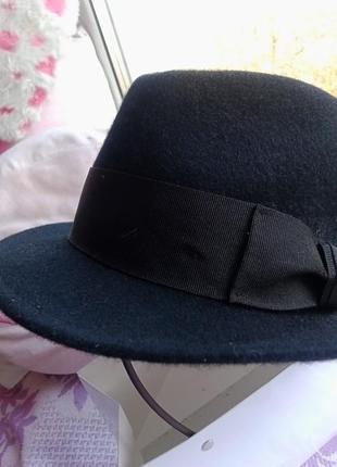 Чёрная шляпа шерстяная, винтажная шляпа шерсть, тёплая панама, тёплая шляпа, шляпка, ковбойская шляпа, фетровая шляпа6 фото