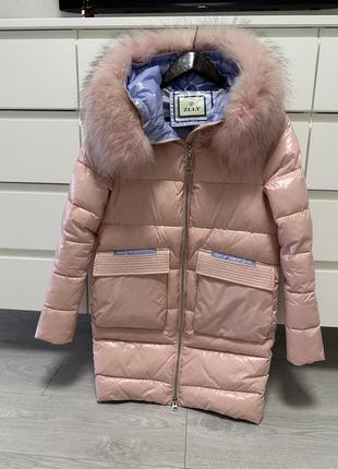 Пуховик жіночий, куртка зимняя, пальто зимнее, натуральный мех
