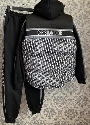 Теплый костюм тройка с жилеткой в стиле dior smlxl