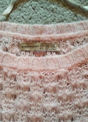 Нежно розовый персиковый ажурный свитер джемпер2 фото