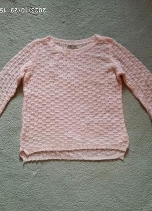 Нежно розовый персиковый ажурный свитер джемпер
