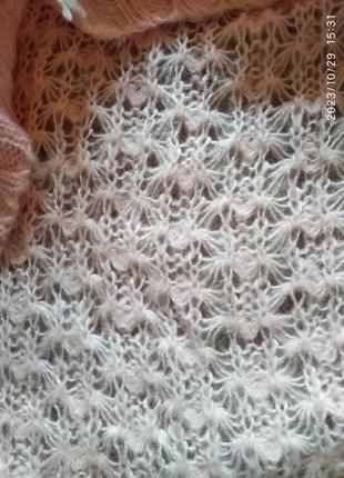 Нежно розовый персиковый ажурный свитер джемпер