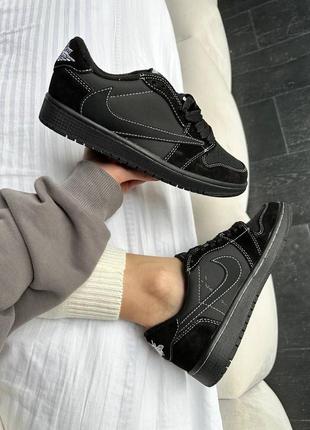 Кросівки nike air jordan 1 low og x travis scott blаck1 фото