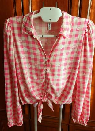 Блуза рубашка на завязках fb sister размер s 100% вискоза4 фото