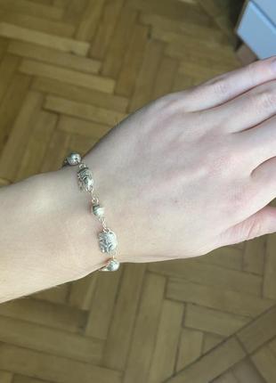 Серебряные браслеты со слониками 925 легкие4 фото