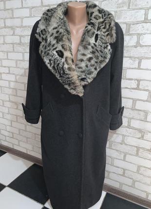 Модное классическое стильное пальто мех лео