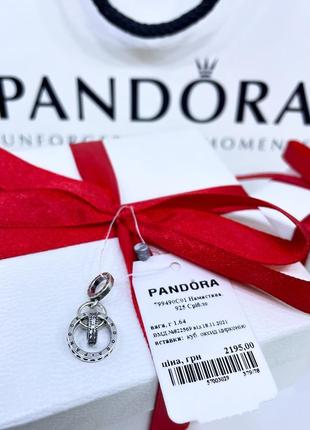 Серебряный шарм пандора 799490c01 подвеска кольца круг круги с логотипом и камнями серебро проба 925 новый с биркой pandora