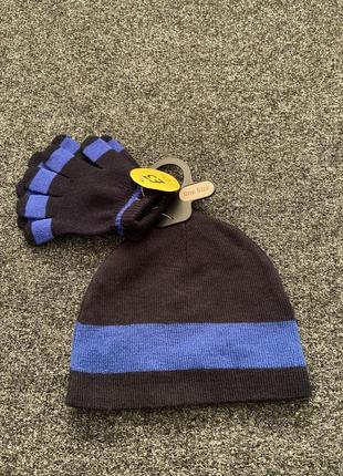 Набор шапка + перчатки детские на 5-9 лет
