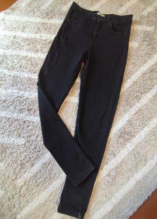 Черные джинсы скинни с высокой посадкой с легким начесом,р.хс3 фото