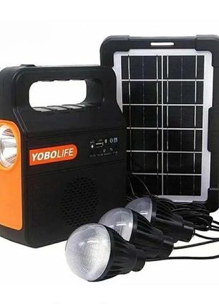 Аккумуляторный фонарь yobolife lm-3609, power bank, solar, radio/bt/mp3