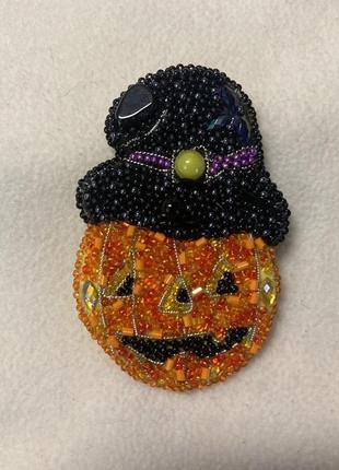 Ексклюзивна брошка halloween 🎃 тыквик в шляпе handmade