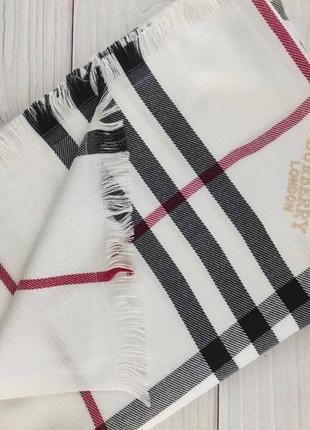 Білий шарф палантин хустка в стилі burberry барбері туреччина3 фото