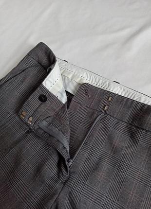 Серые широкие брюки со стрелками/прямые/в клетку4 фото