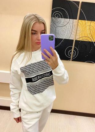Худи люкс в стиле бренда на флисе 🖤 теплый белый свитшот на флисе1 фото