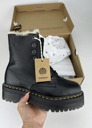 Черевики dr. martens jadon fur lined black pisa 25637001 чорні, оригінальні черевики др мартенс жіночі жадон на утеплені