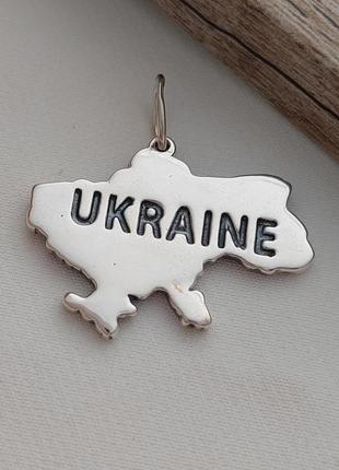 Подвеска серебряная в виде украины патриотическая с чернением7 фото